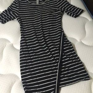 Black and white striped dress